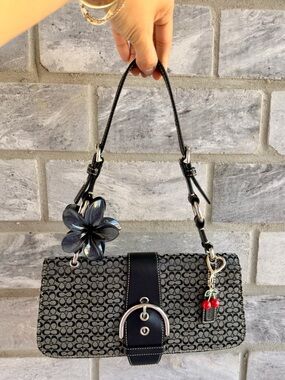 COACH Mini Jacquard Logo Buckle Shoulder Bag Y2K Vintage Soho Flap RARE 🍒